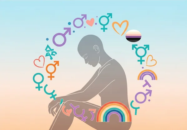 Orang merenung perasaan, simbol daya tarikan pelbagai