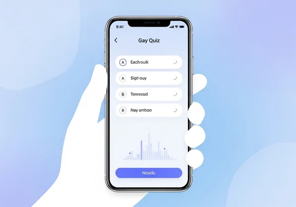 Screenshot of a gay quiz interface on a mobile device.