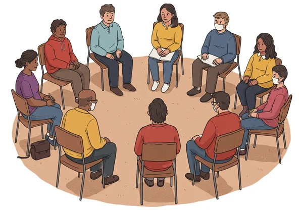 Diverse group finding support in an LGBTQ community