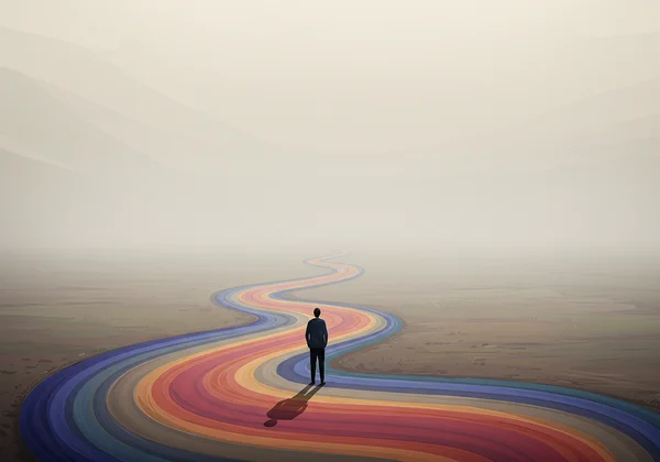 Person navigating a winding path symbolizing self-discovery.