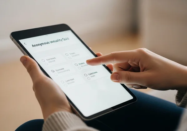 Person using a digital quiz for self-discovery
